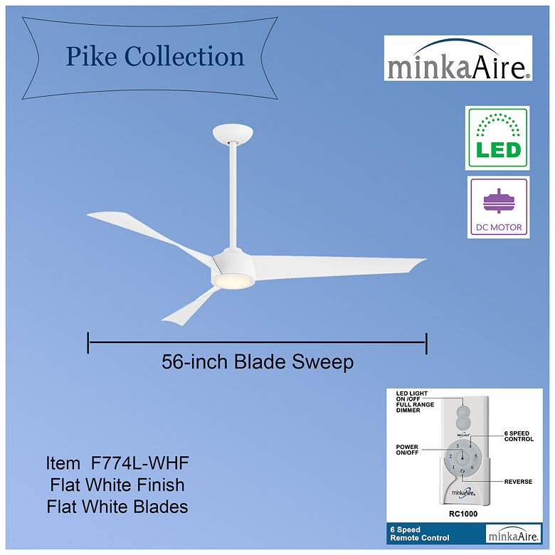 Image 6 56" Minka Aire Bridge Flat White LED Smart Ceiling Fan more views