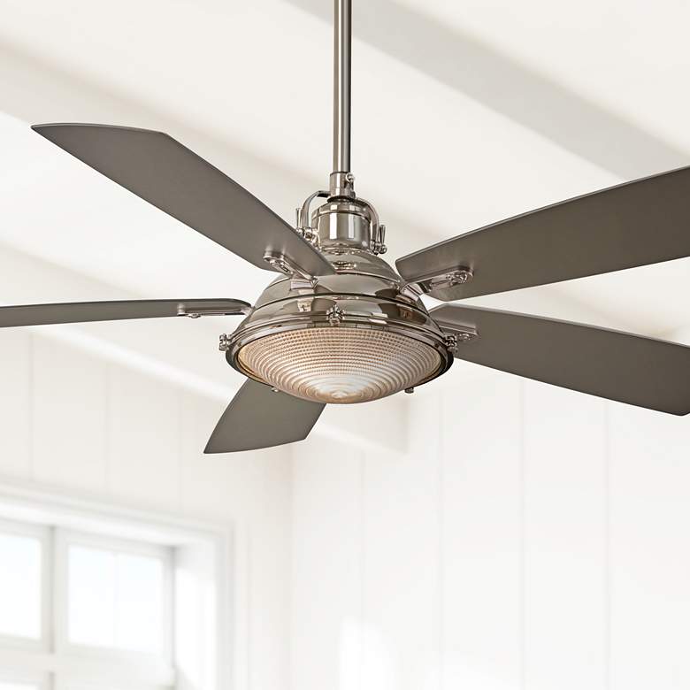 Image 1 56" Minka Aire Groton Polished Nickel W/ Glass Light