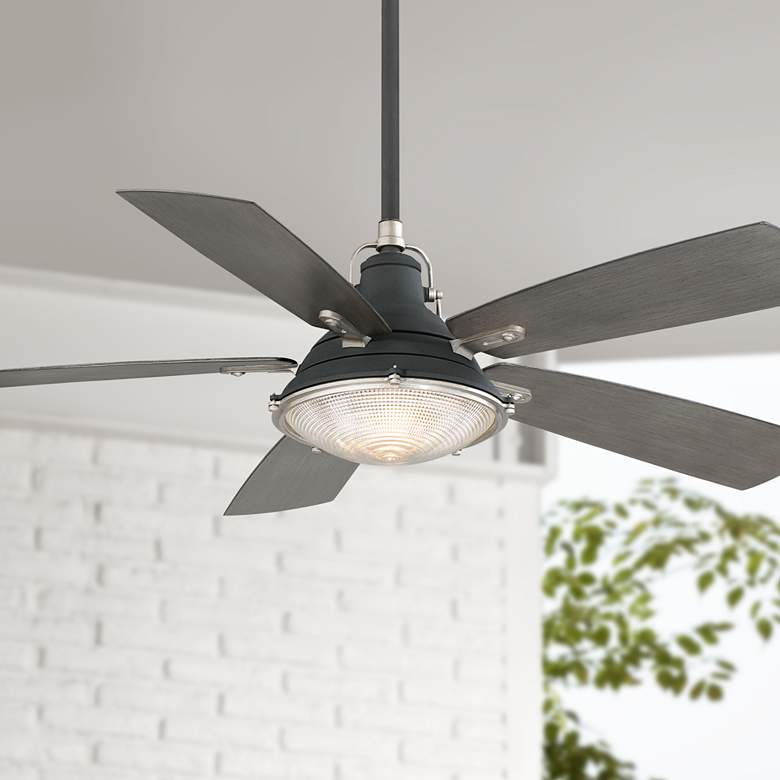 Image 1 56" Minka Aire Groton Sand Black Outdoor LED Ceiling Fan with Remote