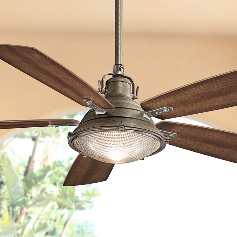 Image 1 56" Minka Aire GrotonWeathered Aluminum Outdoor Ceiling Fan