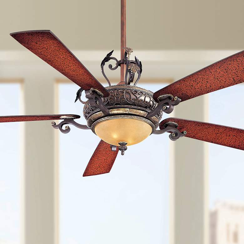 Image 1 56 inch Minka Aire Napoli Sterling Walnut Ceiling Fan with Wall Control