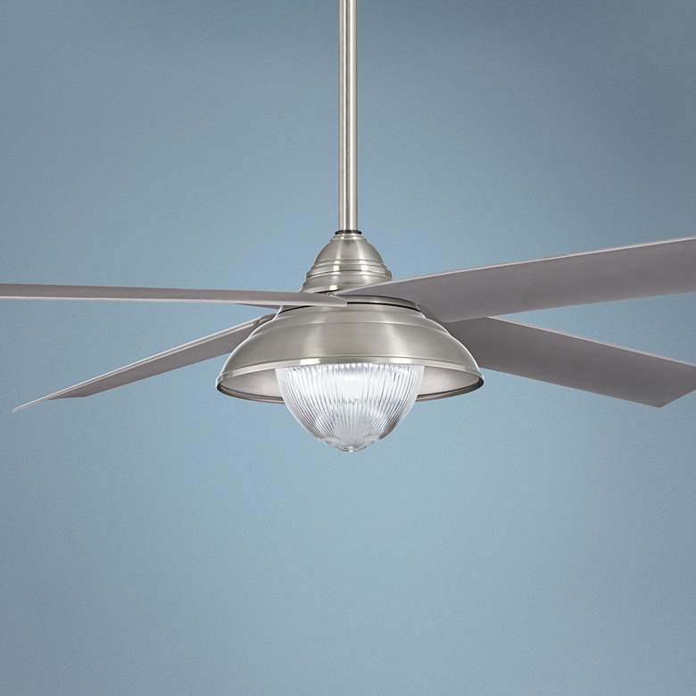 Image 1 56" Minka Aire Shade Brushed Nickel LED Outdoor Ceiling Fan