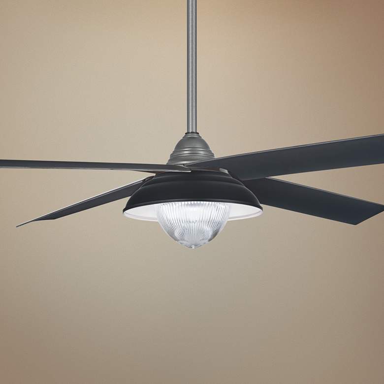 Image 1 56" Minka Aire Shade Gray Iron LED Outdoor Ceiling Fan