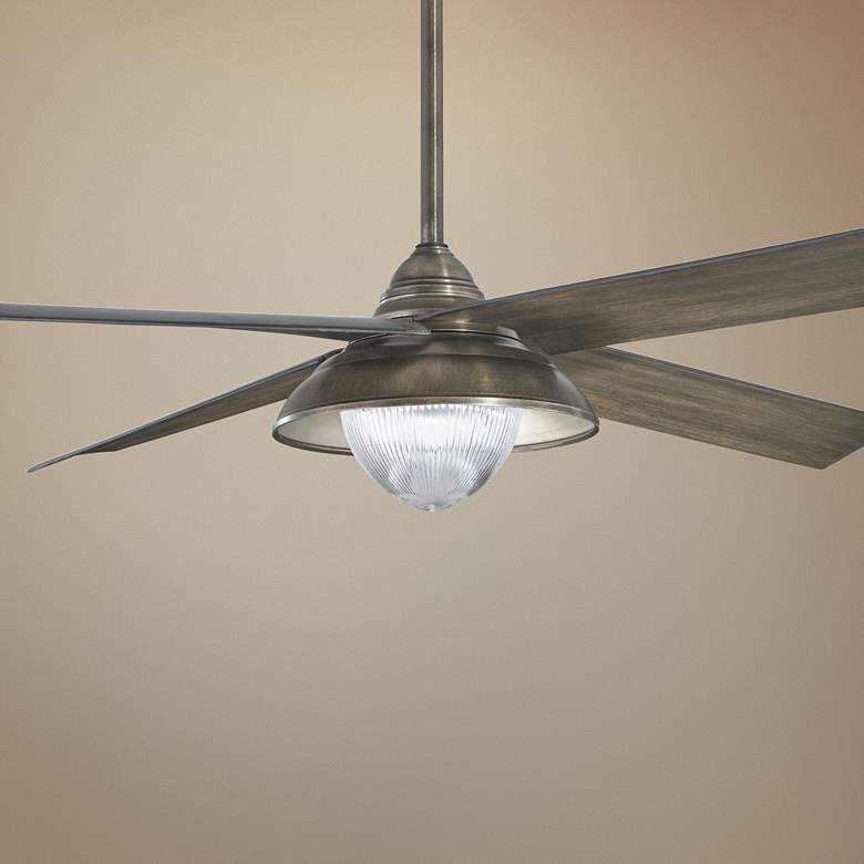 Image 1 56" Minka Aire Shade Heirloom Bronze LED Wet Ceiling Fan with Remote