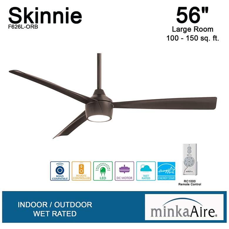 Image 6 56" Minka Aire Skinnie Bronze LED Modern Wet Rated Fan with Remote more views