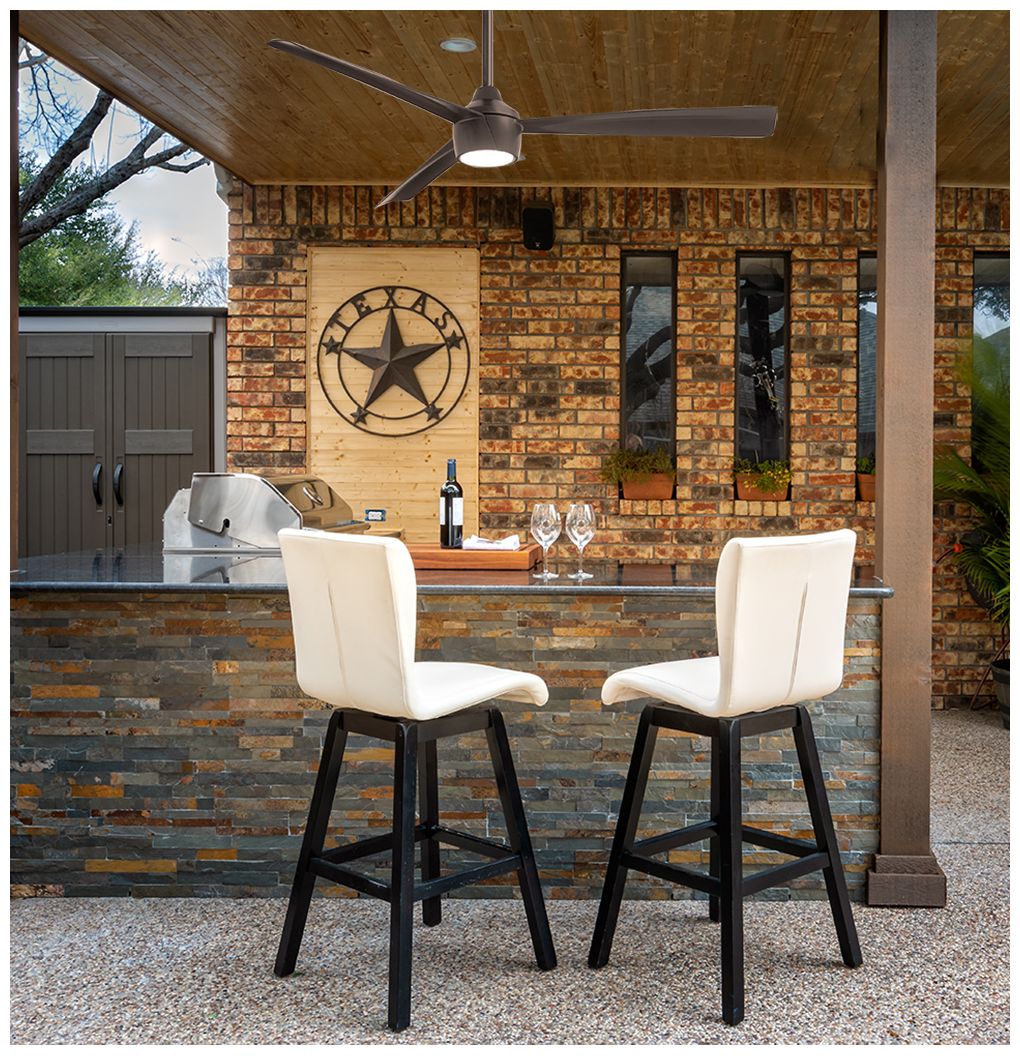 56" Minka Aire Skinnie Bronze LED Modern Wet Rated Fan with Remote