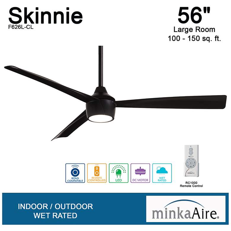 Image 7 56" Minka Aire Skinnie Coal LED Ceiling Fan with Remote Control more views