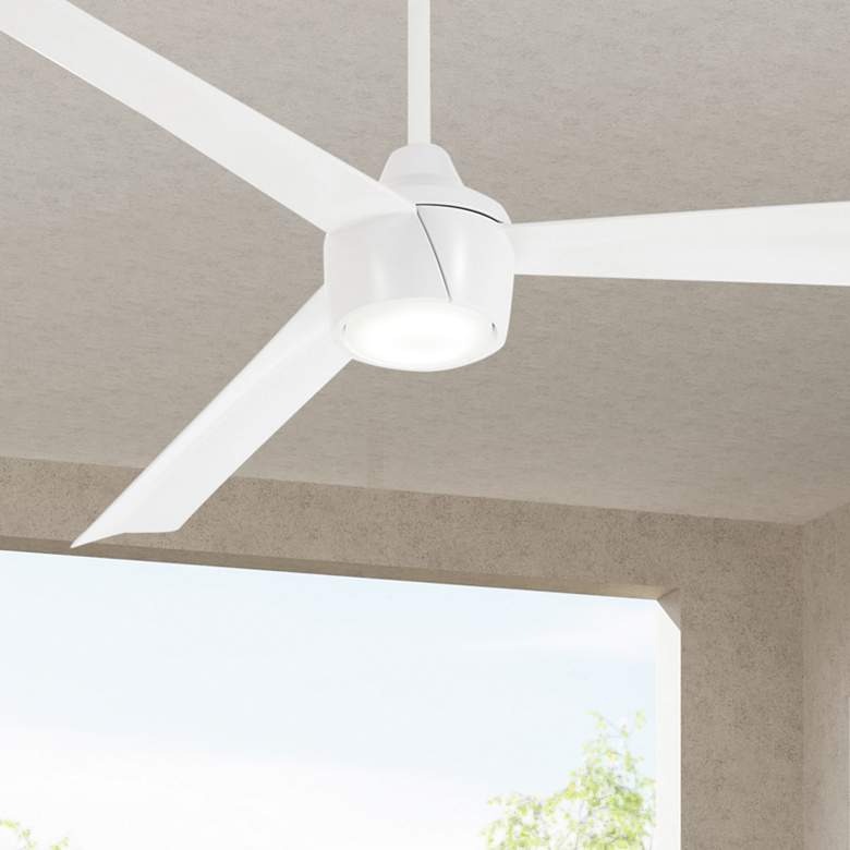 Image 1 56 inch Minka Aire Skinnie Flat White LED Ceiling Fan with Remote Control
