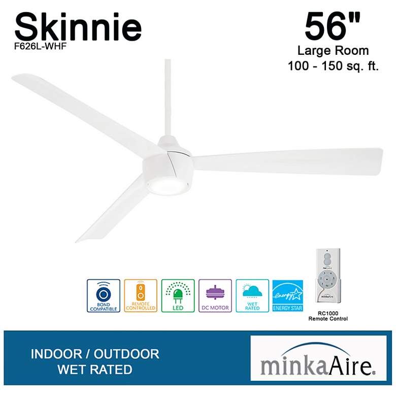 Image 7 56" Minka Aire Skinnie Flat White LED Ceiling Fan with Remote Control more views