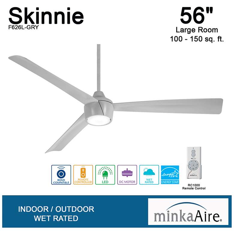 Image 7 56" Minka Aire Skinnie Grey LED Ceiling Fan with Remote more views