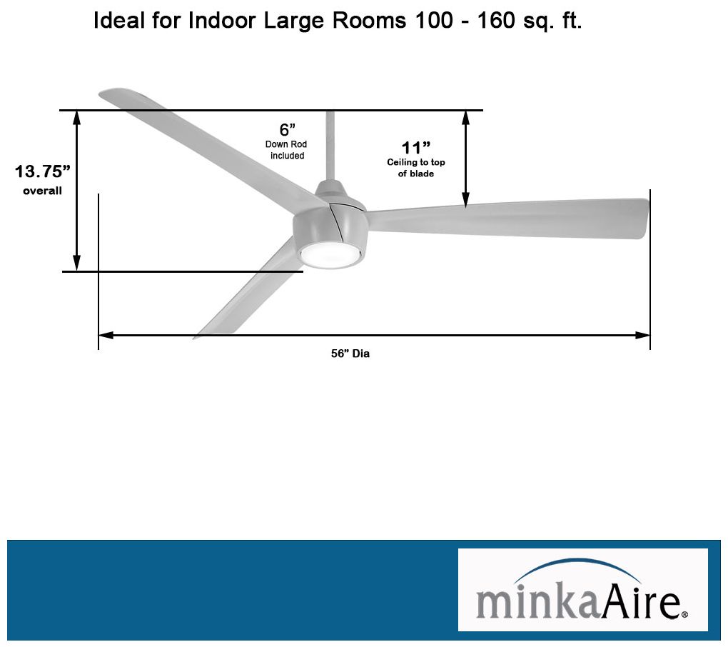 56" Minka Aire Skinnie Grey LED Ceiling Fan with Remote