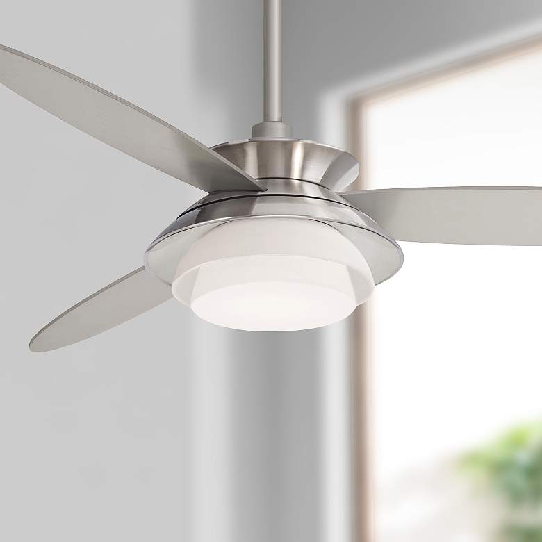Image 1 56 inch Minka Aire Stack Brushed Nickel LED Up and Downlight Ceiling Fan