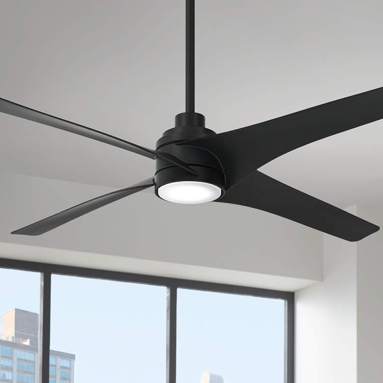 Image 1 56" Minka Aire Swept Coal Black Finish LED Ceiling Fan with Remote