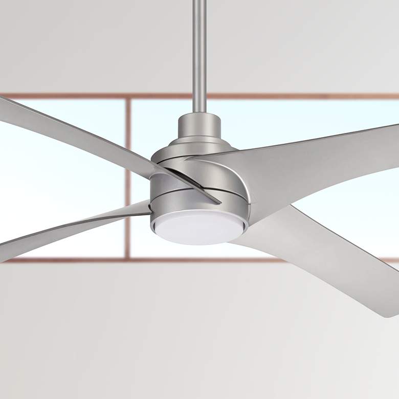 Image 1 56 inch Minka Aire Swept Silver LED Ceiling Fan with Remote