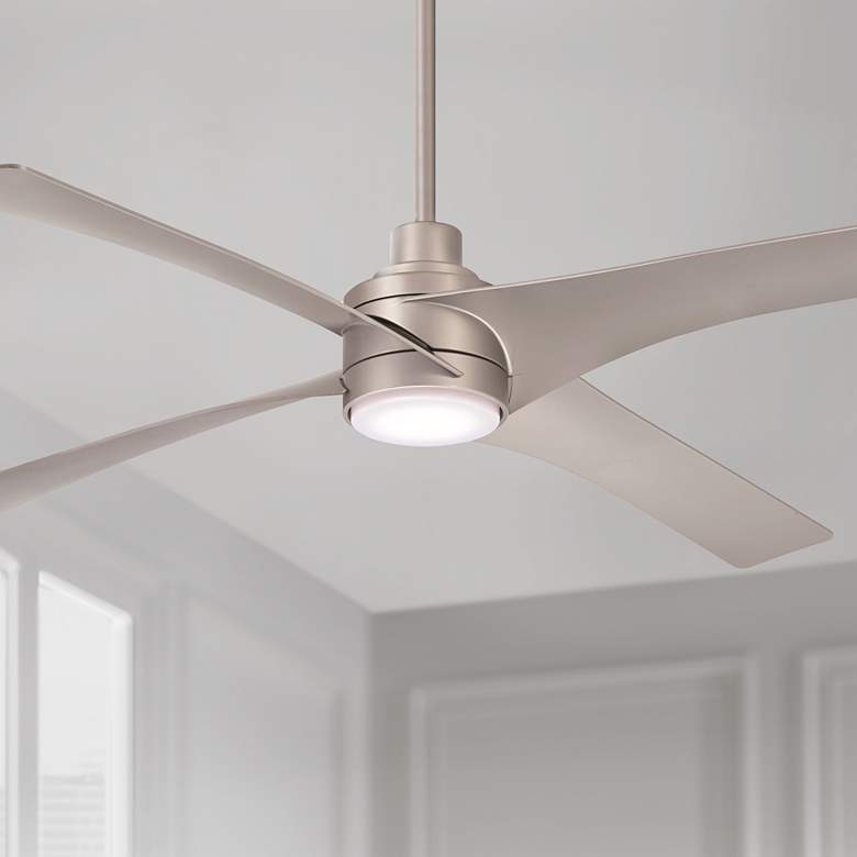 Image 1 56 inch Minka Aire Swept Silver LED Ceiling Fan with Remote