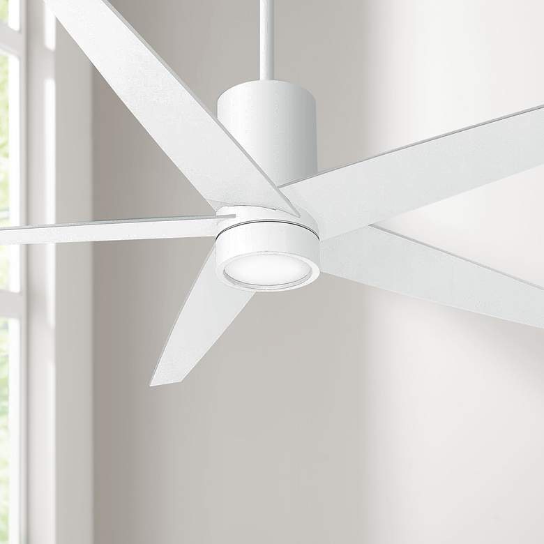 Image 1 56 inch Minka Aire Symbio Flat White Modern LED Ceiling Fan with Remote