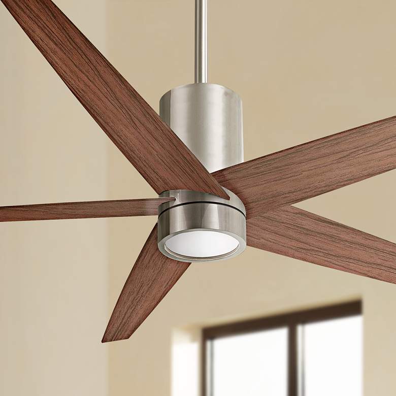 Image 1 56 inch Minka Aire Symbio Walnut - Nickel LED Ceiling Fan with Remote