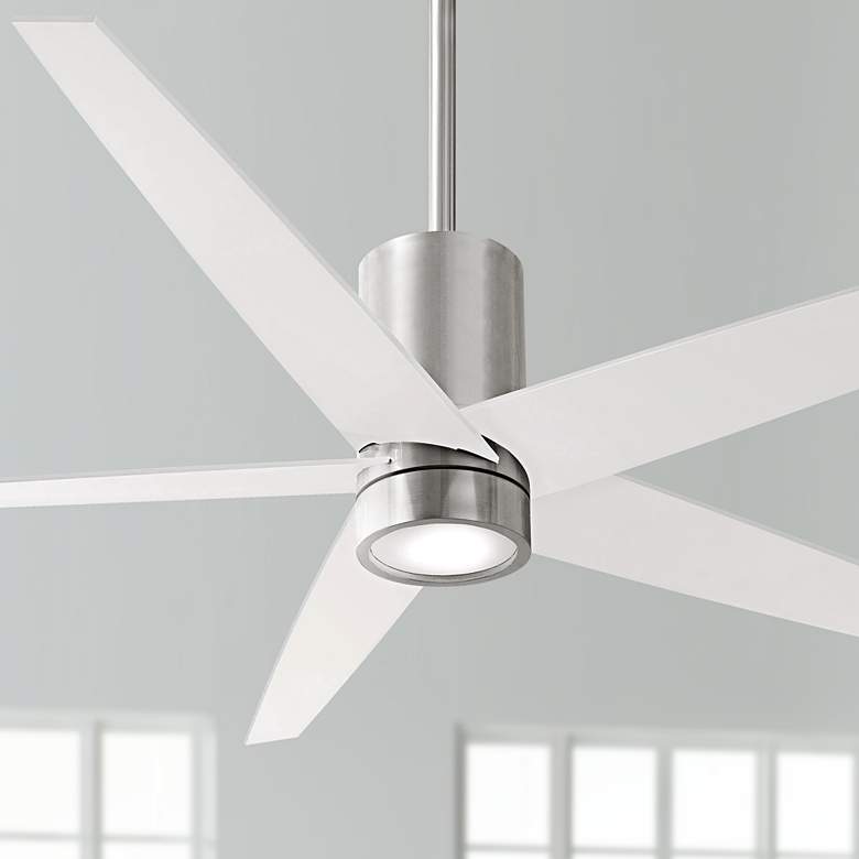 Image 1 56 inch Minka Aire Symbio White - Nickel LED Ceiling Fan with Remote