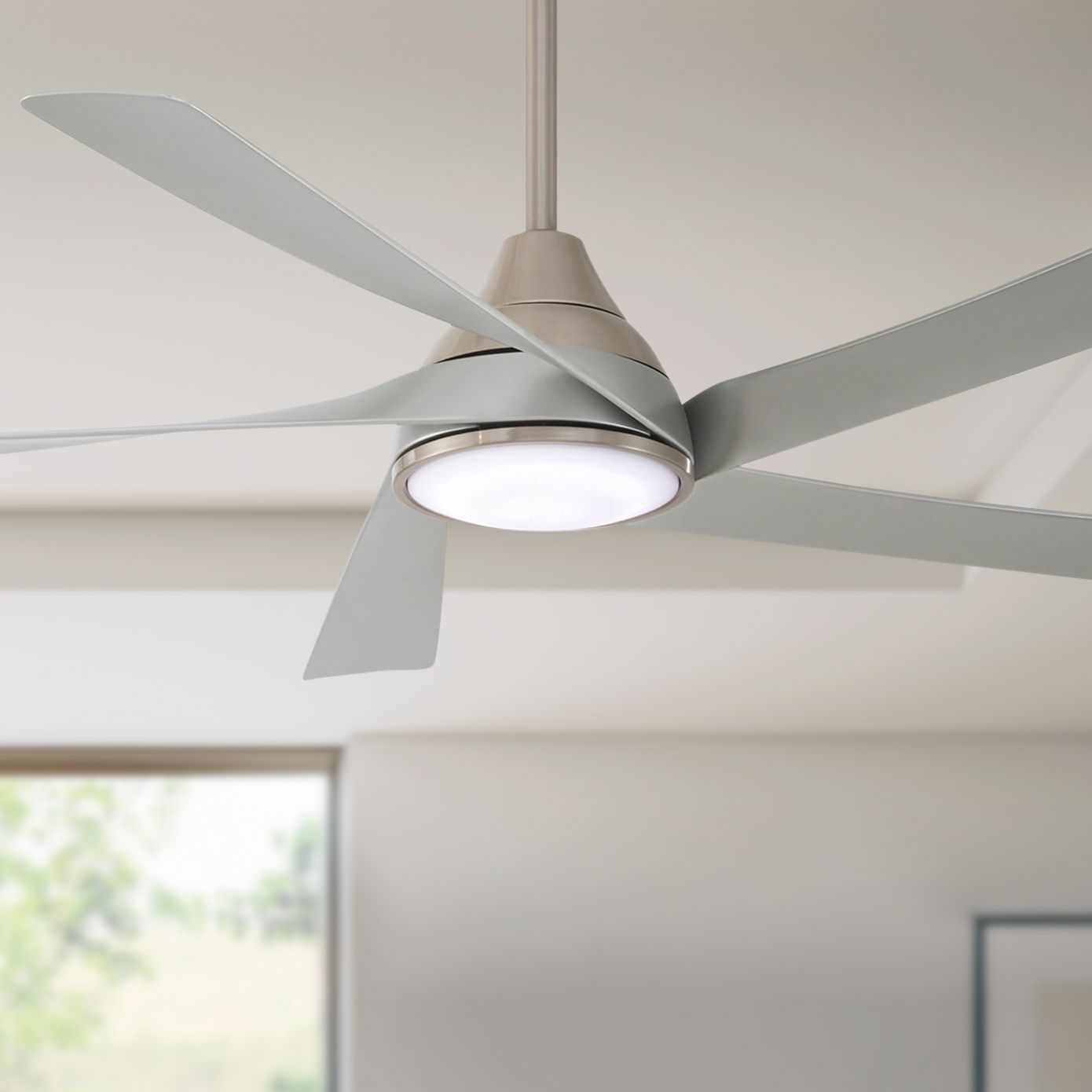Minka-Aire Transonic 56" Indoor Ceiling Fan With LED Light - Brushed Nickel & Silver Blades - Remote Control Included