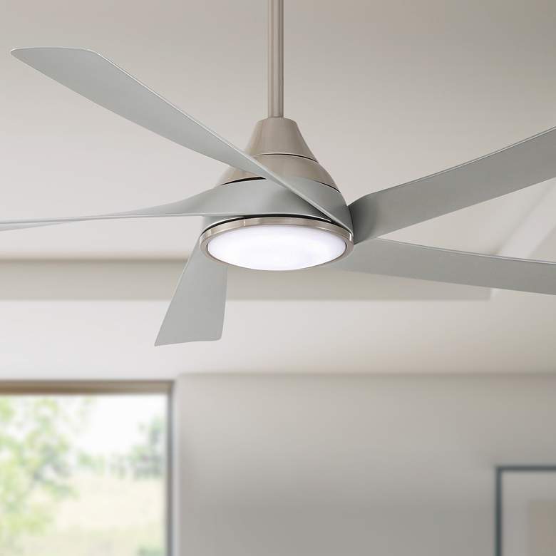 Image 1 56" Minka Aire Transonic Brushed Nickel LED Ceiling Fan with Remote