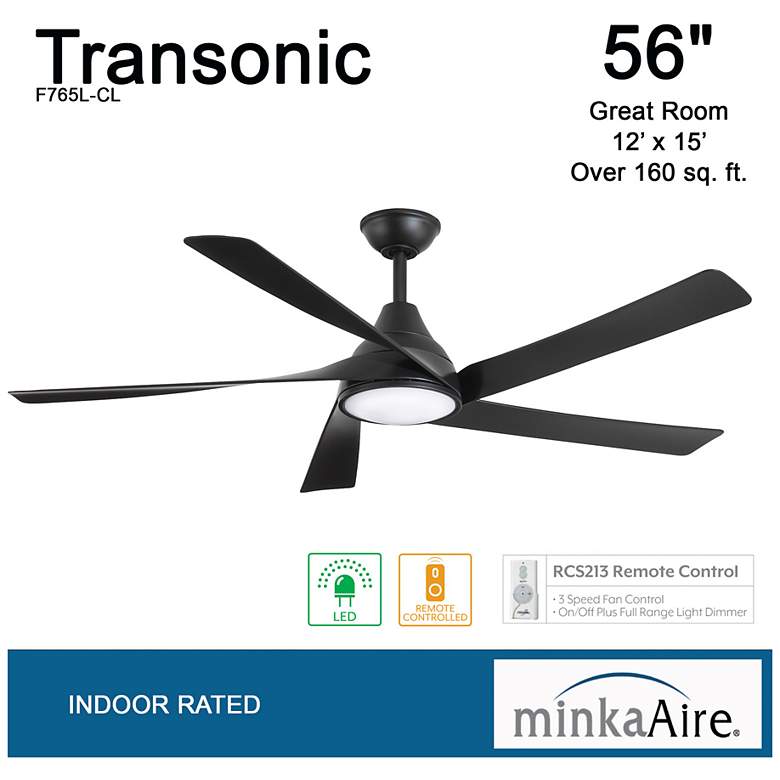 Image 6 56" Minka Aire Transonic Coal Indoor LED Ceiling Fan with Remote more views