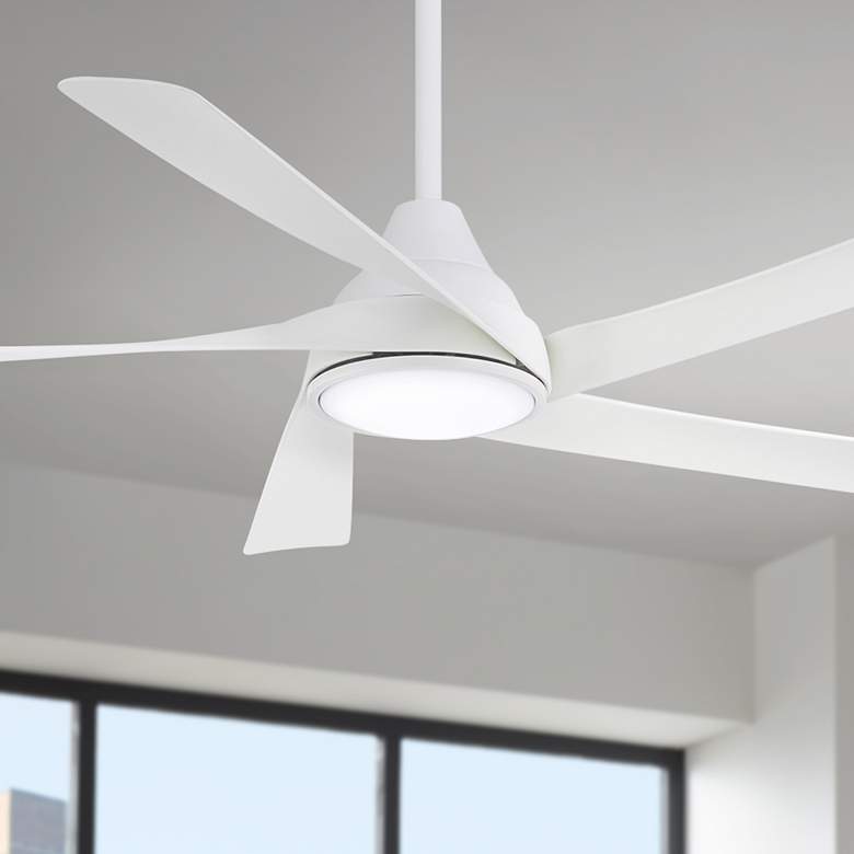 Image 1 56" Minka Aire Transonic Flat White Indoor LED Ceiling Fan with Remote