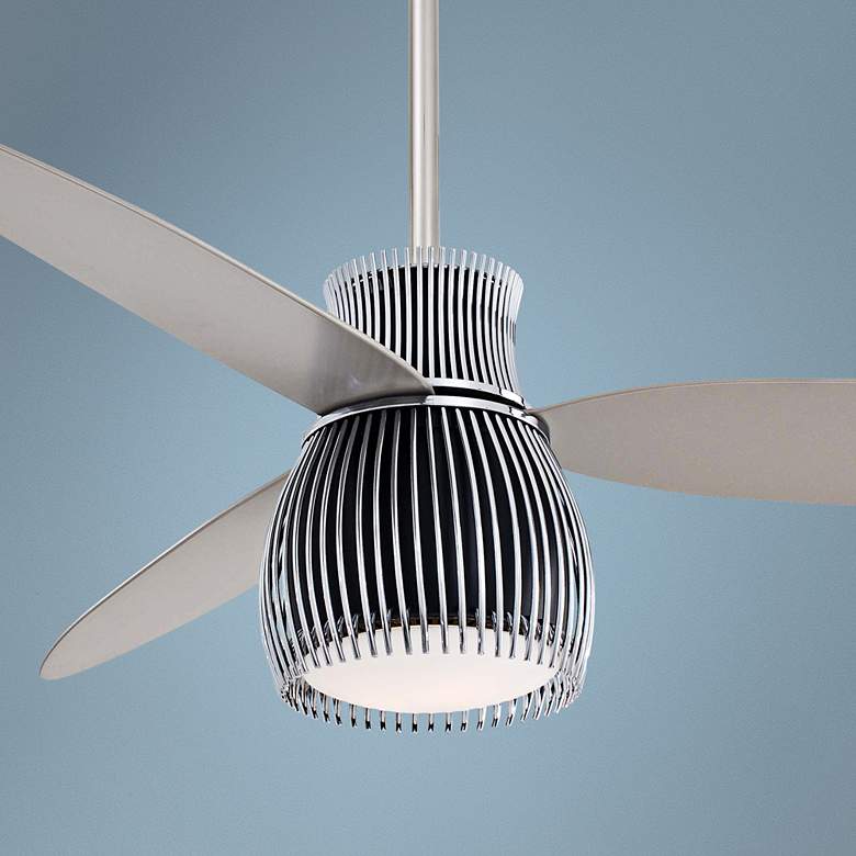 Image 1 56 inch Minka Aire Uchiwa Black and Chrome Finish Ceiling Fan