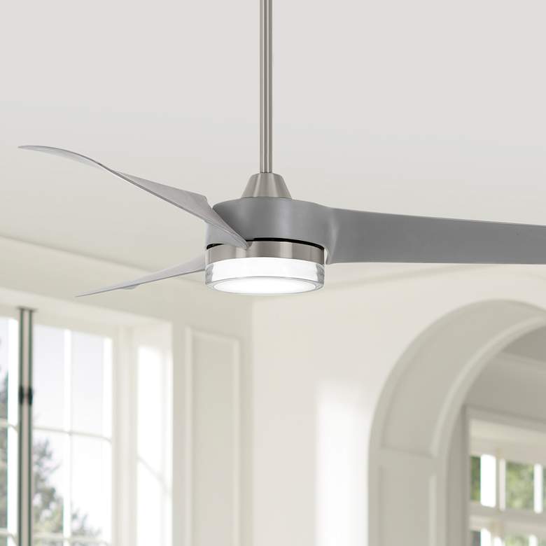 Image 1 56 inch Minka Aire Veer Brushed Nickel LED Ceiling Fan with Remote