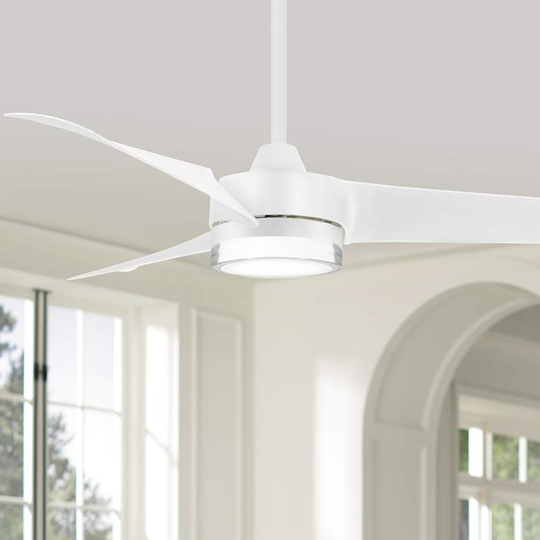 Image 1 56 inch Minka Aire Veer Flat White LED Smart Ceiling Fan with Remote
