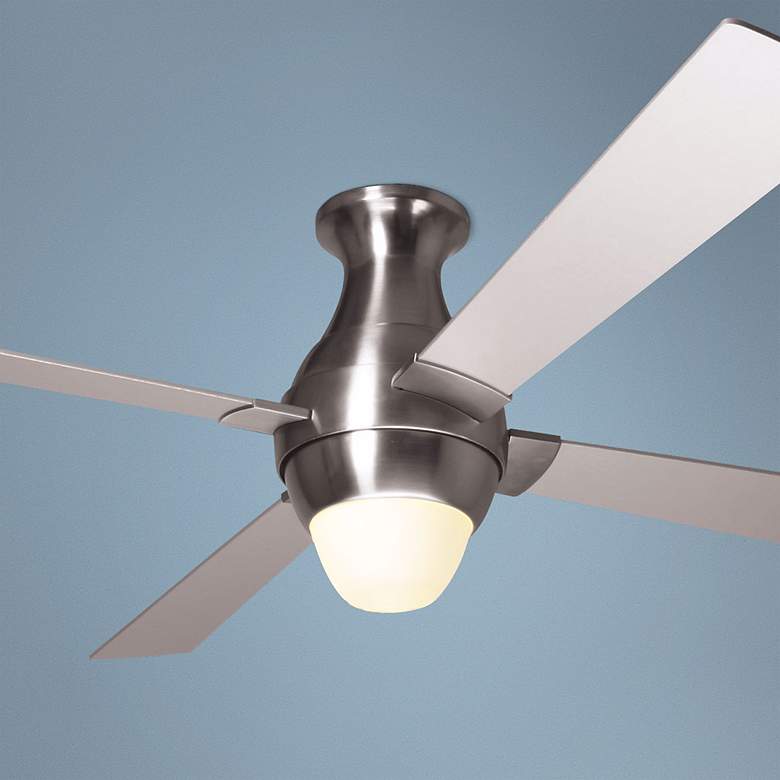 Image 1 56 inch Modern Fan Gusto Nickel Hugger Ceiling Fan and Light Kit