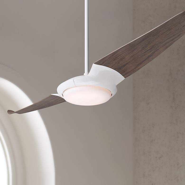 Image 1 56" Modern Fan IC/Air2 DC Gloss White Graywash LED Fan with Remote