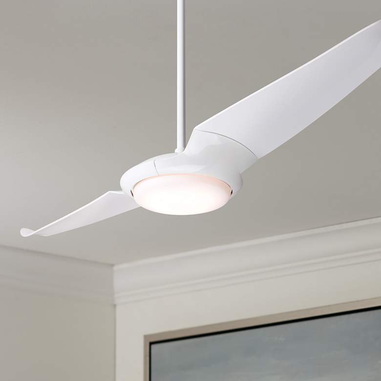 Image 1 56 inch Modern Fan IC/Air2 DC Gloss White LED Damp Rated Fan with Remote