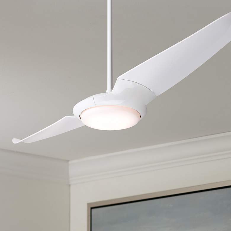 Image 1 56" Modern Fan IC/Air2 DC Gloss White LED Damp Rated Fan with Remote