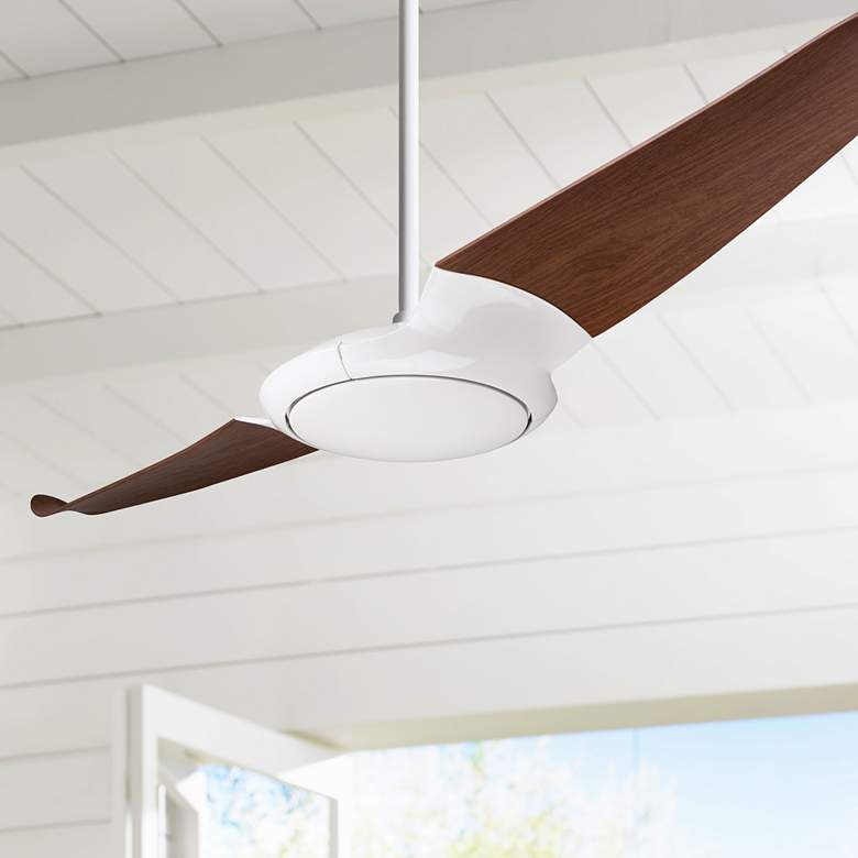 Image 1 56" Modern Fan IC/Air2 DC Gloss White Mahogany Ceiling Fan with Remote