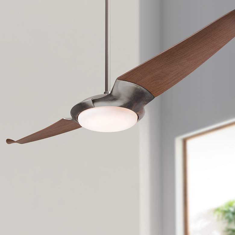 Image 1 56" Modern Fan IC/Air2 DC Nickel Mahogany LED Damp Fan with Remote
