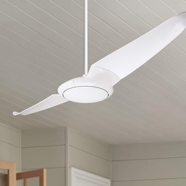 Image 1 56" Modern Fan IC/Air2 Gloss White 2-Blade Damp Rated Fan with Remote
