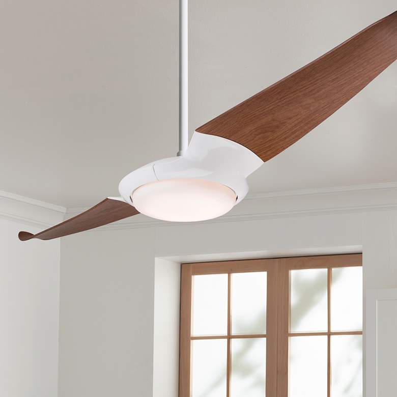 Image 1 56" Modern Fan IC/Air2 Gloss White Mahogany LED Damp Fan with Remote