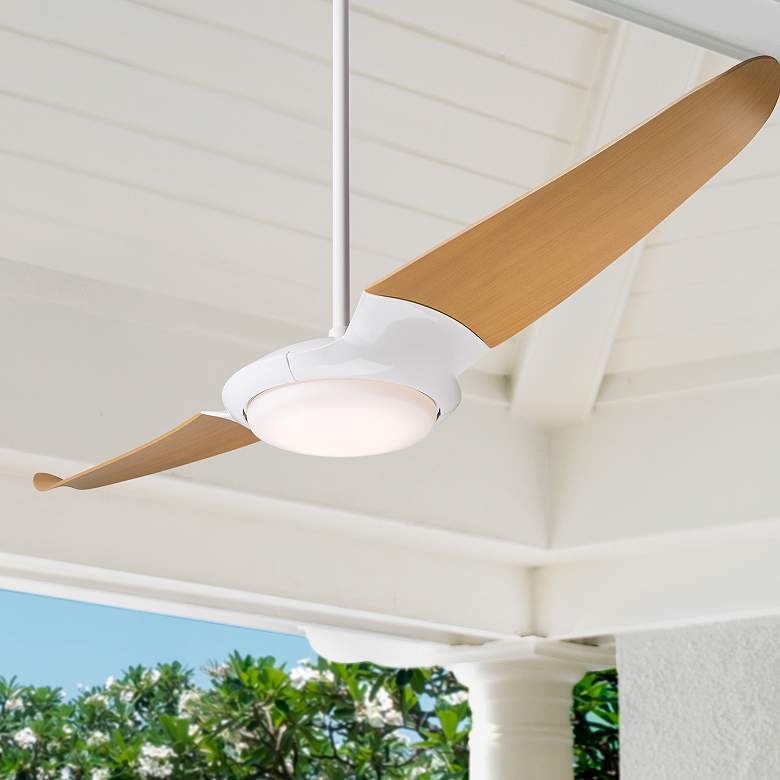 Image 1 56" Modern Fan IC/Air2 Gloss White Maple LED Damp Fan with Remote