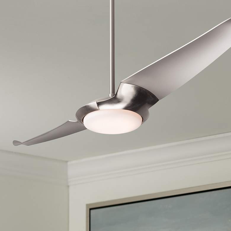 Image 1 56" Modern Fan IC/Air2 LED Damp Nickel 2-Blade Ceiling Fan with Remote