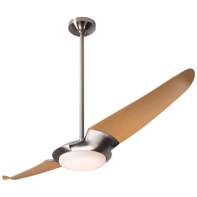 Image 2 56" Modern Fan IC/Air2 Nickel and Maple LED Damp Rated Fan with Remote