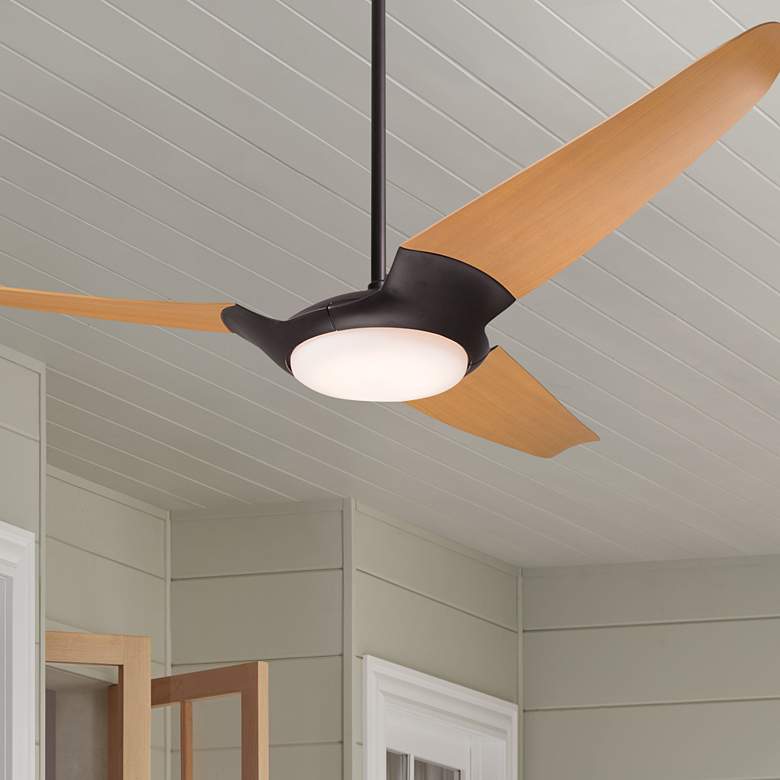 Image 1 56" Modern Fan IC/Air3 DC Bronze and Maple LED Ceiling Fan with Remote