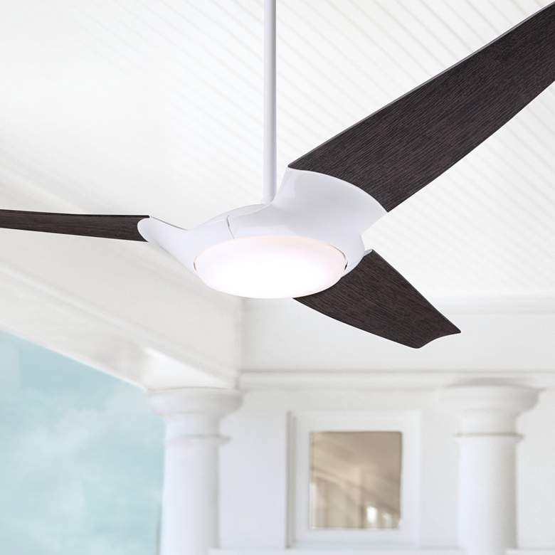 Image 1 56" Modern Fan IC/Air3 DC Gloss White Ebony LED Fan with Remote