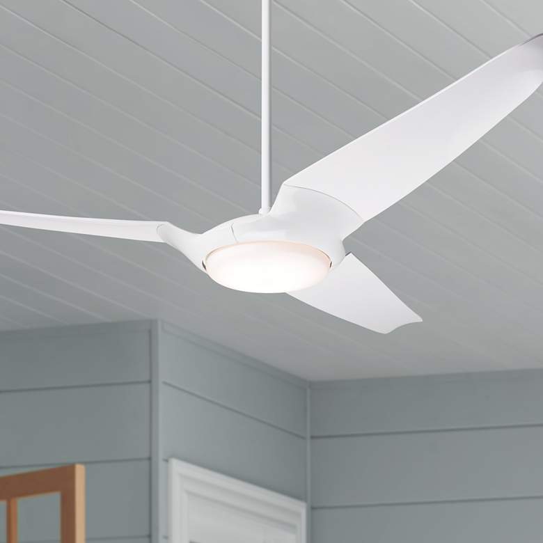 Image 1 56" Modern Fan IC/Air3 DC Gloss White LED Damp Ceiling Fan with Remote
