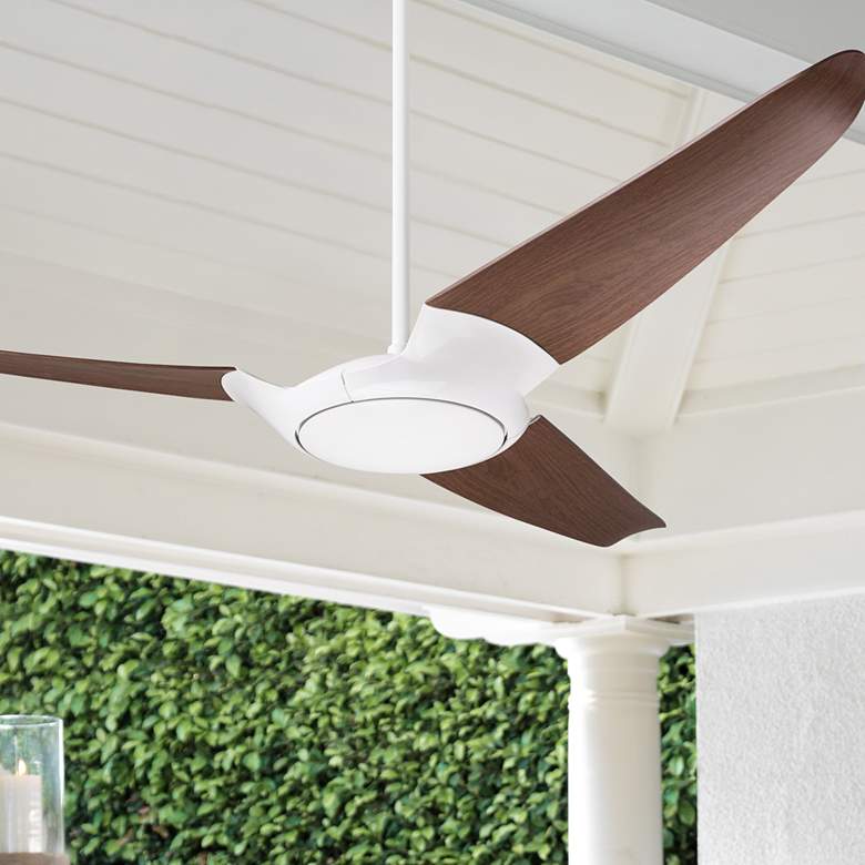 Image 1 56" Modern Fan IC/Air3 DC Gloss White Mahogany Ceiling Fan with Remote