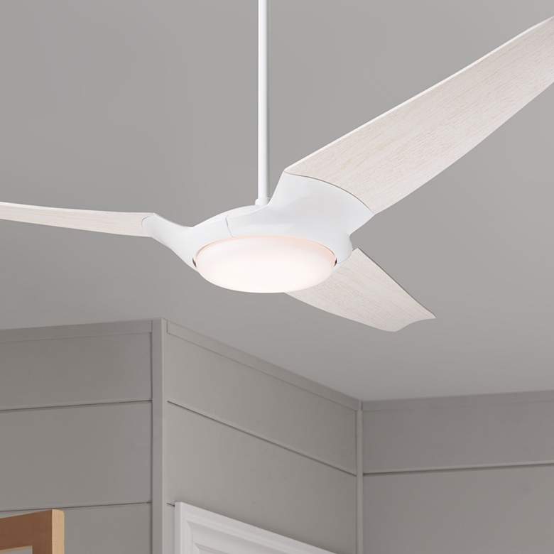 Image 1 56" Modern Fan IC/Air3 DC Gloss White Whitewash LED Fan with Remote