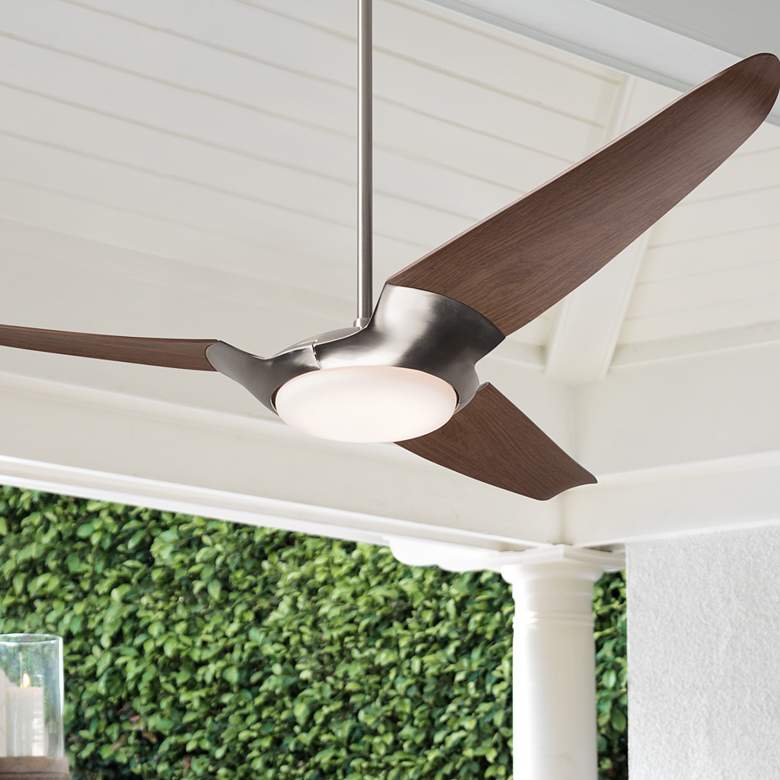 Image 1 56" Modern Fan IC/Air3 DC Nickel and Mahogany LED Fan with Remote