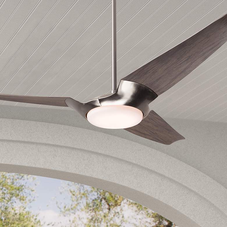 Image 1 56" Modern Fan IC/Air3 DC Nickel Graywash LED Damp Fan with Remote