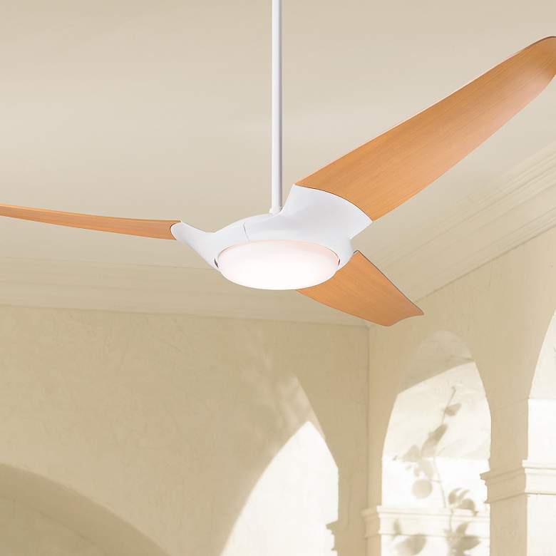 Image 1 56" Modern Fan IC/Air3 DC White and Maple LED Ceiling Fan with Remote