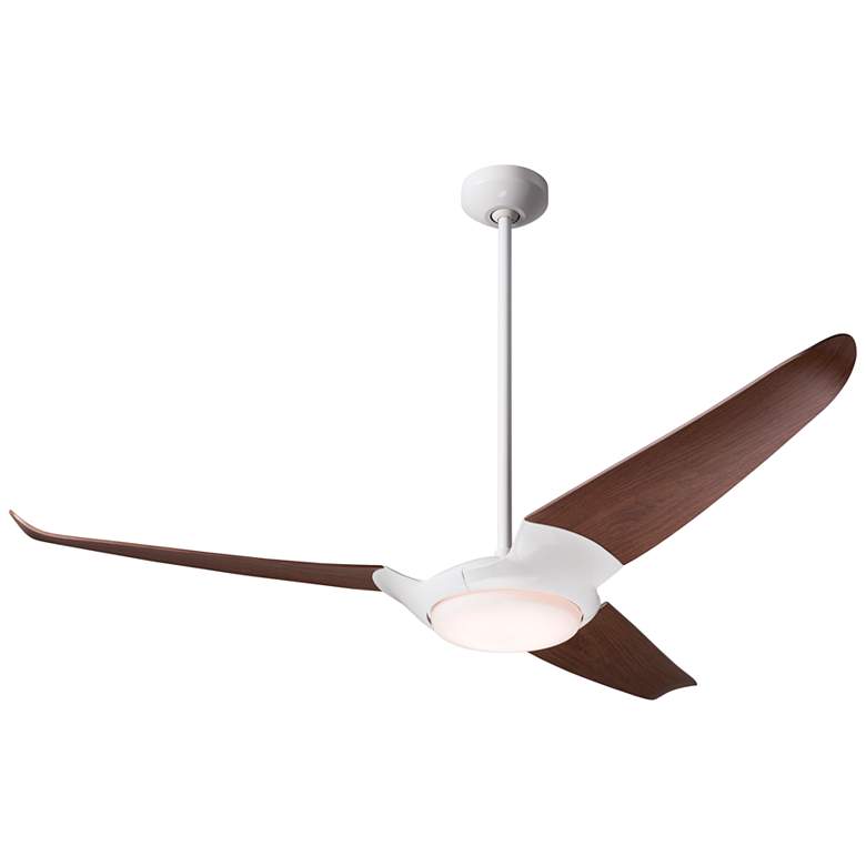 Image 2 56 inch Modern Fan IC/Air3 Gloss White Mahogany LED Damp Fan with Remote