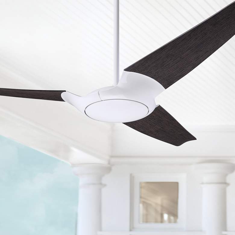 Image 1 56" Modern Fan IC/Air3 White Ebony Damp Rated Ceiling Fan with Remote